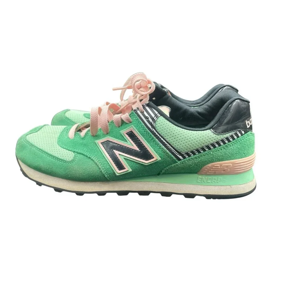 New Balance 574 Classics Palm Springs Sneakers Women’s 11 Green Pink Shoes - Picture 3 of 8